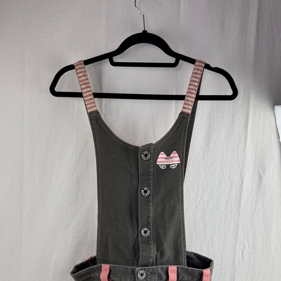 Azona a02 Black and Pink Denim Skirt with Removable Bib Button-Up Dress - Picture 2 of 15